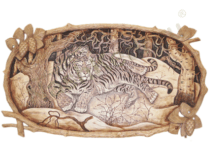 Картина резная, Тигры обнимка