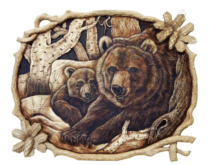 Картина резная, Медведица с медвежонком 1 квадрат