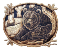 Картина резная, Медведица с медвежонком 2 квадрат